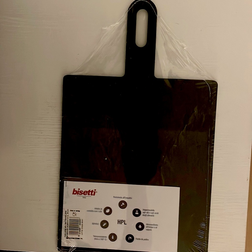 New. Bisetti Slate Laminate Rectangular Cutting Board w/ Handle from Italy
